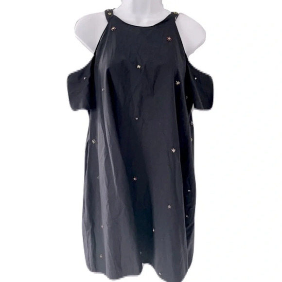 Zara Trafaluc/ Poplin embellished midi dress/ Cold shoulder/ Size US M - Picture 1 of 13